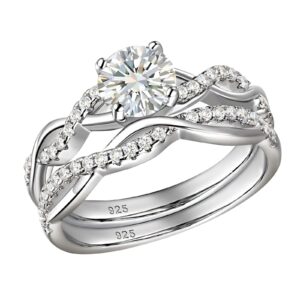 sheloves 925 sterling silver wedding rings set for women infinity bridal ring sets round cz size 7