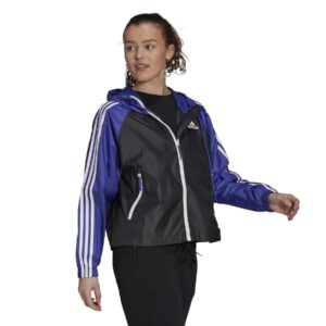 adidas Womens Basic 3-Stripes Wind Jacket Semi Night Flash Small