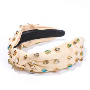 fedans women knotted jeweled headband embellished top hairband ladies twist bohemian hair accessories for girls