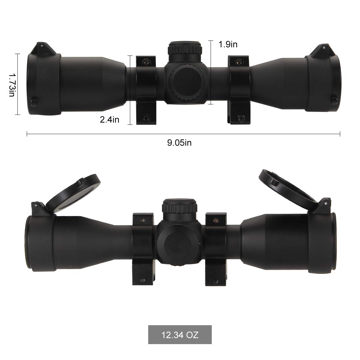 MA3TY 4x32 Crossbow Scope, 2 Retical Crossbow Scopes Kit, Red/Green Illuminated Cross Bow Optics, Archery Accessory,Range OpticW/Rings