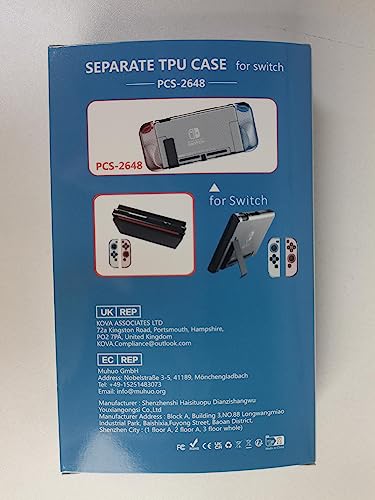 HEYSTOP Switch Case and Screen Protector - Dockable Soft TPU Protective Cover for Nintendo Console With 6 Thumb Grips and Accessories