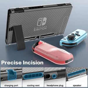 HEYSTOP Switch Case and Screen Protector - Dockable Soft TPU Protective Cover for Nintendo Console With 6 Thumb Grips and Accessories