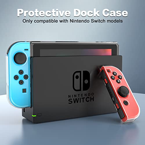 HEYSTOP Switch Case and Screen Protector - Dockable Soft TPU Protective Cover for Nintendo Console With 6 Thumb Grips and Accessories