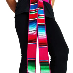 Yani's Gifts 2 Pack Mexican Sash Belts for Women or Men, Serape Belt Cinto Mexicano, Fuchsia and White