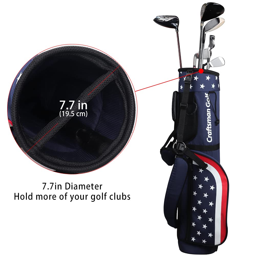 Craftsman Golf Star and Stripes Red White Blue Lightweight Easy Carry Shoulder Sunday Range Golf Bag