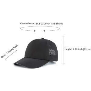 Women Quick Drying Baseball Cap Sun Hats Mesh Lightweight UV Protection for Outdoor Sports - Multiple Colors (#1 Black)