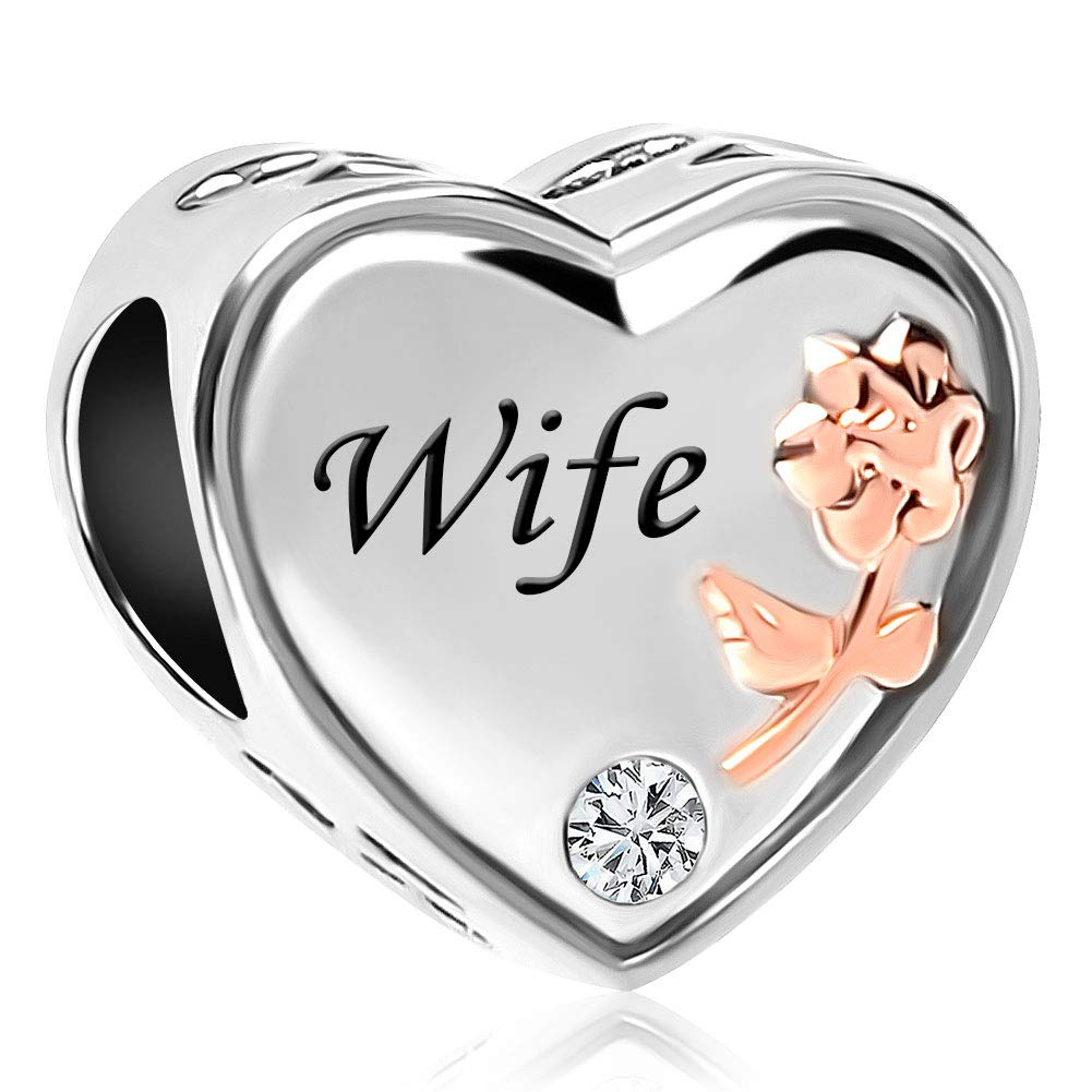 CharmSStory Wife Heart Love Bead Charm for Bracelet