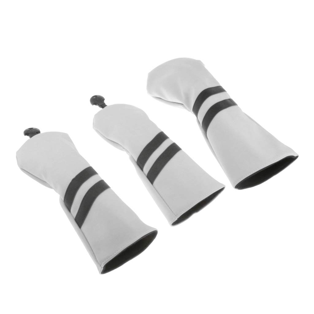 freneci 3Pcs Leather Golf Wood Head Cover Waterproof Wood Driver Headcover Sleeve - White