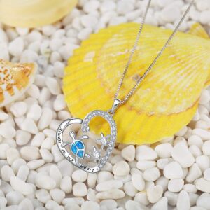 URMWMOO Turtle Necklace S925 Sterling Silver Mom Daughter Love Heart Pendant Necklaces Sea Turtle Jewelry Birthday Christmas Mothers Day Gifts for Women Mom Daughter