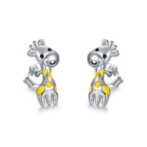 Cute Giraffe Earrings 925 Sterling Silver Giraffe Stud Earrings Hypoallergenic Animal Earrings Giraffe Jewelry Gifts for Women Daughter