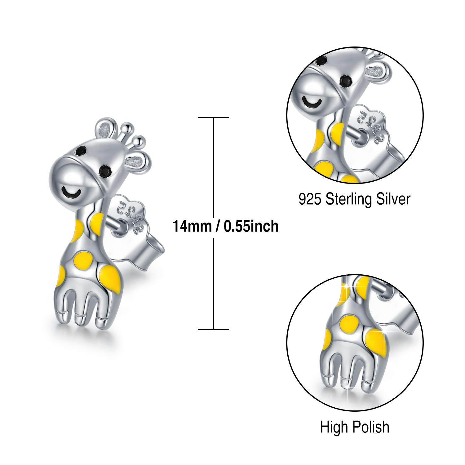 Cute Giraffe Earrings 925 Sterling Silver Giraffe Stud Earrings Hypoallergenic Animal Earrings Giraffe Jewelry Gifts for Women Daughter