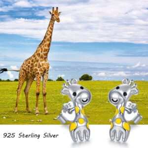 Cute Giraffe Earrings 925 Sterling Silver Giraffe Stud Earrings Hypoallergenic Animal Earrings Giraffe Jewelry Gifts for Women Daughter