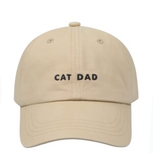 Hatphile 6 Panel Embroidery Dad Hat Baseball Cap Cat Mom Cat Dad (Cat Dad Khaki Cap)