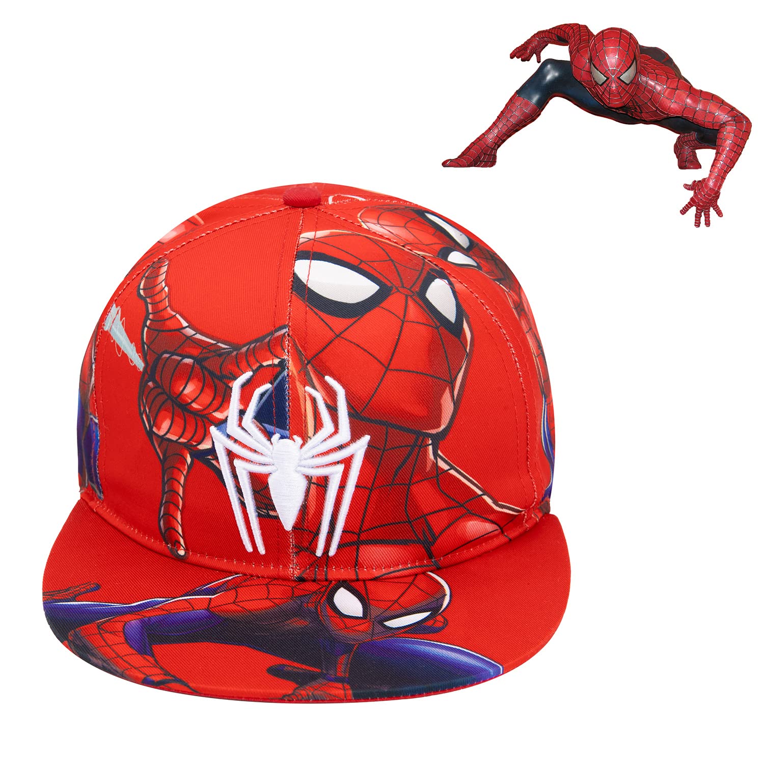 Marvel Comics Mens Spiderman Character Costume Embroidered/Printed Snapback Flatbrim Baseball Cap Hat