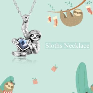 YFN Sloth Gifts Sterling Silver Sloth Necklace Heart Crystal Sloth Jewelry for Women Men Christmas Gifts