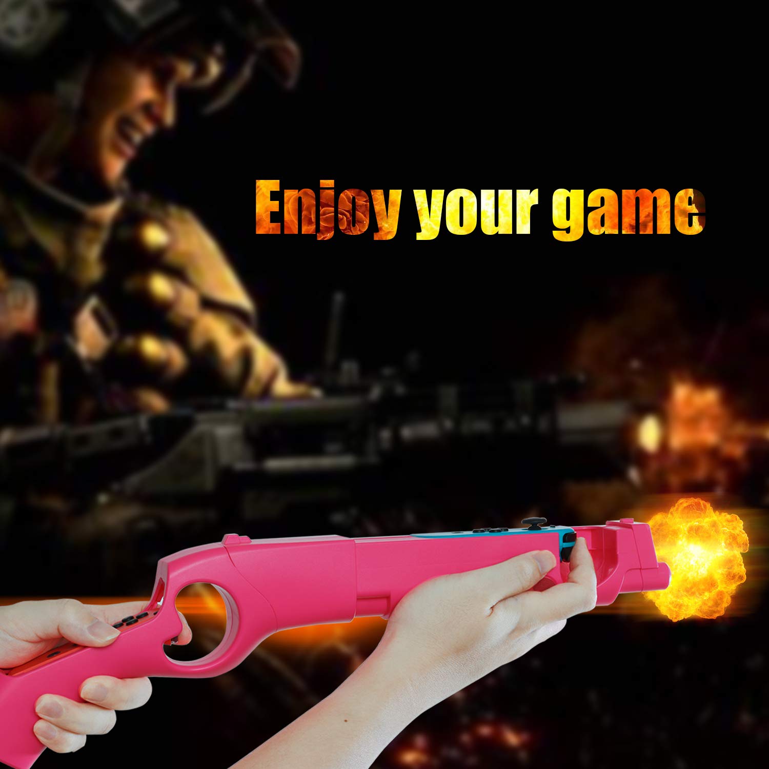 HEATFUN Game Gun Controller Compatible with Switch Shooting Games Wolfenstein 2: The New Colossus, Big Buck Hunter Arcade - Switch and Other Shooting Games - Pink (1 Pack)