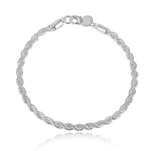 wpop59ne women's bracelet 925 sterling silver twist bangle cuff charm clasp party jewelry for loved ones (silver)