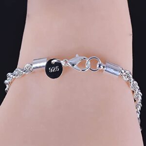 wpOP59NE Women's Bracelet 925 Sterling Silver Twist Bangle Cuff Charm Clasp Party Jewelry for Loved Ones (Silver)