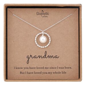 gifts for grandma sterling silver twisted eternity ring with pearl necklace for grandmother from grandchild best grandma gifts jewelry birthday christmas gifts mother's day gifts for nana