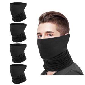 moko neck gaiter face mask women men 4 pack, bandana headband scarf neck gaiter, uv/dust protection reusable washable stretchy breathable balaclava for outdoor cycling motorbike