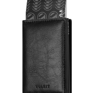 VULKIT Card Holder Pop Up Slim Wallet Leather RFID Blocking Card Case Up to 8 Credit Cards Black