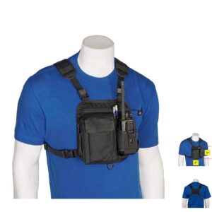 RCH-601 Radio Chest Harness Shoulder Radio Holster Chest Pack with Adjustable Radio Pouch That Will Adjust to fit a Radio from 4-3/4" up to 9" Tall Radio. Made in USA by Holsterguy