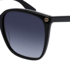 Gucci GG0022S 001 57M Black/Grey Gradient Square Sunglasses For Women+ BUNDLE With Designer iWear Eyewear Kit