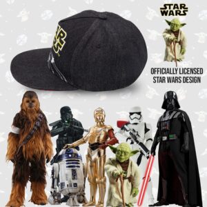 Classic Star Wars X-Wing Starfighter Embroidered Logo Outline Youth Flatbill Baseball Cap Hat, Black & Yellow