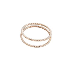 honeycat skinny twist rope ring duo set in gold, rose gold, or silver | minimalist, delicate jewelry (rose gold, 6)