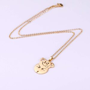 NOUMANDA Stainless Cute Small Pig Pendant Animal Elements Necklace Jewelry (gold)