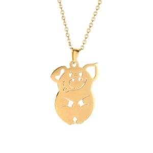 NOUMANDA Stainless Cute Small Pig Pendant Animal Elements Necklace Jewelry (gold)