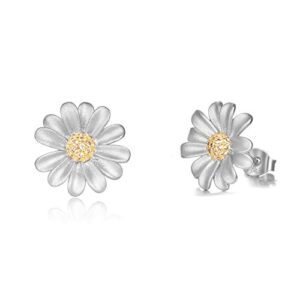 sterling silver daisy flower stud earrings gifts for women girls