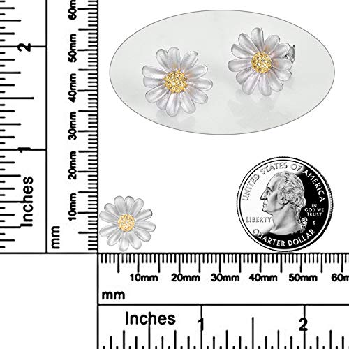 Sterling Silver Daisy Flower Stud Earrings Gifts for Women Girls