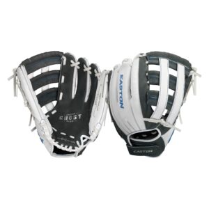 easton | ghost flex youth softball glove | left hand throw | 12" | grey/white/carolina blue