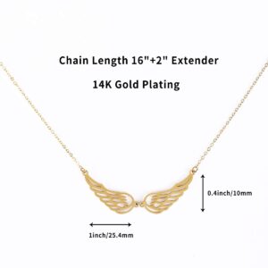 VFR Angel Wings Necklace Choker Necklace Simple Stainless Steel Pendant Gold Tone Guardian Angel Wings Jewelry For Woman Necklace