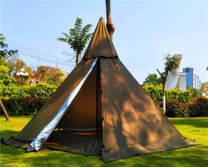 portable waterproof camping pentagonal teepee tent outdoor camping pyramid tipi tent with stove hole