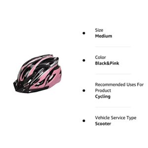 Adult Cycling Bike Helmet,Lightweight Unisex Bike Helmet,Premium Quality Airflow Bike Helmet (Black&Pink)