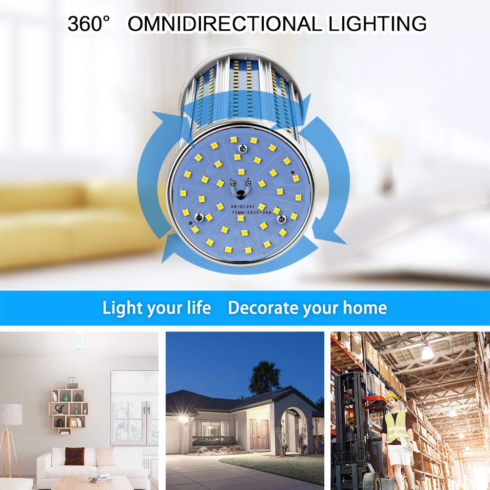 E39 80W LED Corn Light Bulb， 800W Equivalent 8000 Lumen 6500K Large Area Cool Daylight White for Outdoor Indoor Garage Warehouse Workshop Street Factory Backyard E39/E40&E26/E27 (E39/E40&E26/E27)