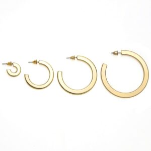 PAVOI 14K Yellow Gold Hoop Earrings For Women | 4mm Flat Thick 30mm Infinity Gold Hoops Women Earrings | Gold Plated Loop Earrings For Women | Lightweight Hoop Earrings Set