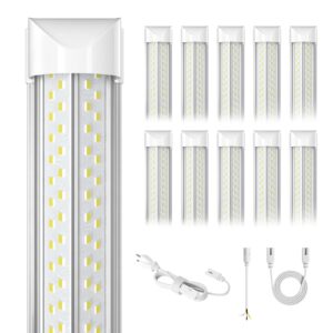 elekico 8ft led shop light, super bright 100w shop lights, 15000lm 5000k 8 foot led lights, linkable 96" led shop lights lighting for garage with plug, v shape t8 8' led light fixtures 10 pack