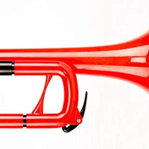 PINSTRUMENTS pBugle Plastic Kids Musical Instrument - Fun and Affordable First Trumpet Instrument for Beginners or Students - Detachable 7C Mouthpiece - Lightweight Durable ABS Construction - Red