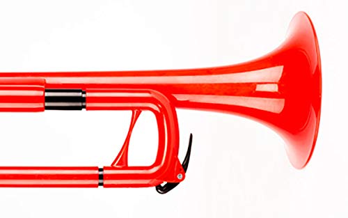 PINSTRUMENTS pBugle Plastic Kids Musical Instrument - Fun and Affordable First Trumpet Instrument for Beginners or Students - Detachable 7C Mouthpiece - Lightweight Durable ABS Construction - Red