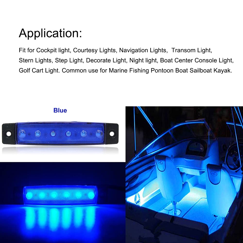 HONG 111 Marine Boat Lights, Utility Led Interior Lights for Boat Deck Courtesy Cockpit Decoration Light, 12V Waterproof Boat Navigation Lights for Bow and Stern, Kayak Lights (10 Pack) (Blue)