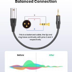 tisino 3.5mm to XLR Balanced Cable Adapter, Gold-Plated 1/8 inch Mini Jack Aux to XLR Male Mono Audio Cord for Cell Phone, Laptop, Speaker, Mixer - 1ft