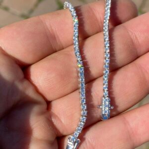 HarlemBling Real Solid 925 Sterling Silver 2mm CZ Tennis Bracelet - 6-8.5" Iced Diamond One Row Bracelet - Thin & Great For Classy Everyday Look (7.5)