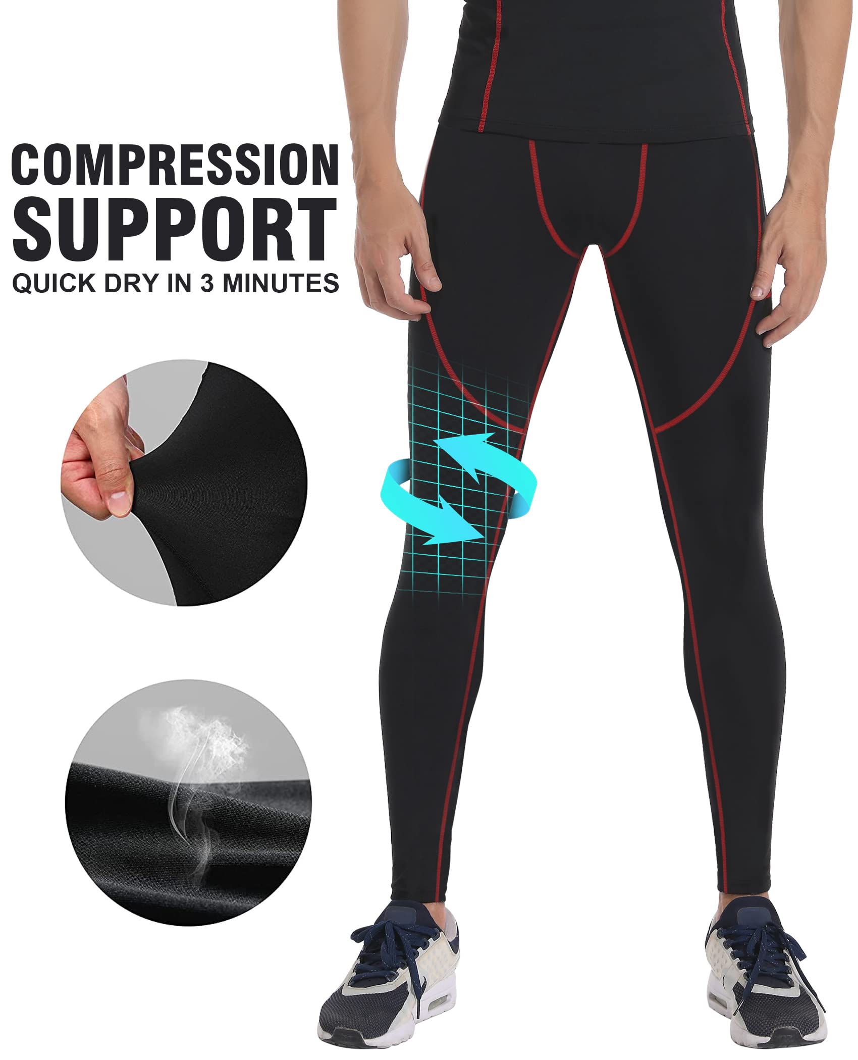 Milin Naco Men's Compression Pants Compression Leggings Sports Compression Pants & Tights Running Tights Ski Base Layer