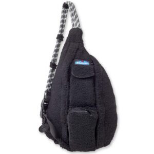 kavu mini rope fleece bag sling crossbody sherpa backpack travel purse - black