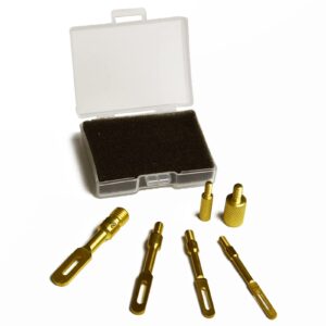 Gun Cleaning Slotted tip/Patch Holder for Patches Brass 6-PC Pack with 2 Brass Fitting adapters