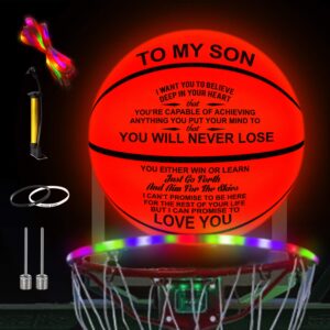 Kenon Customized Engraved Light Up Led Basketball, Christmas Birthday Gift for Son- You Will Never Lose (for Son from Mom)