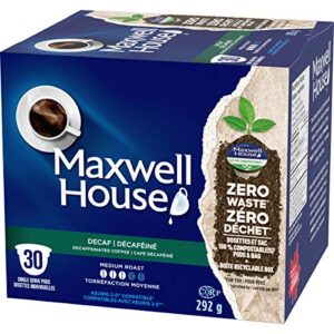 Maxwell House Decaf Coffee 100% Compostable Pods, 30 Keurig Pods, {Imported from Canada}